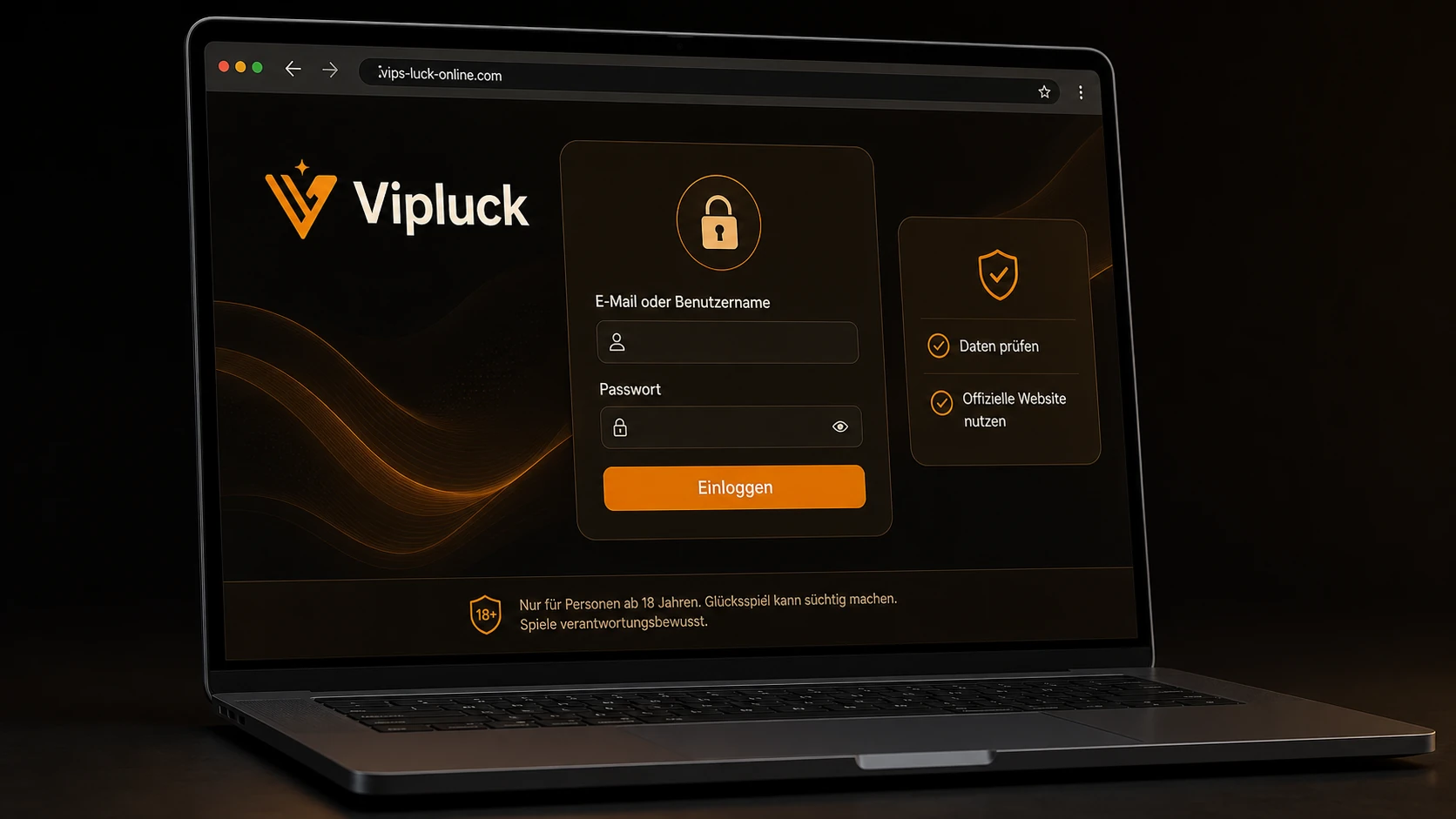 Vipluck Login Schritt für Schritt